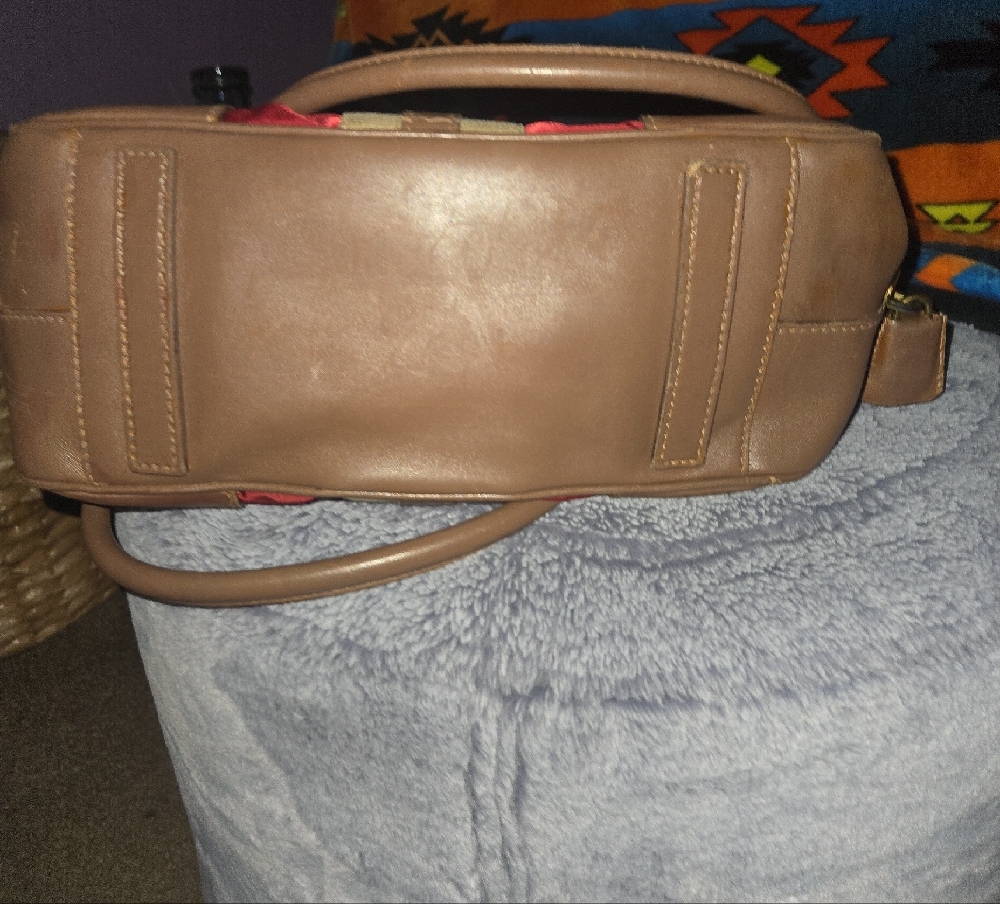 Prada Red and Brown Satchel with Beige Stripe - Picture 7 of 10